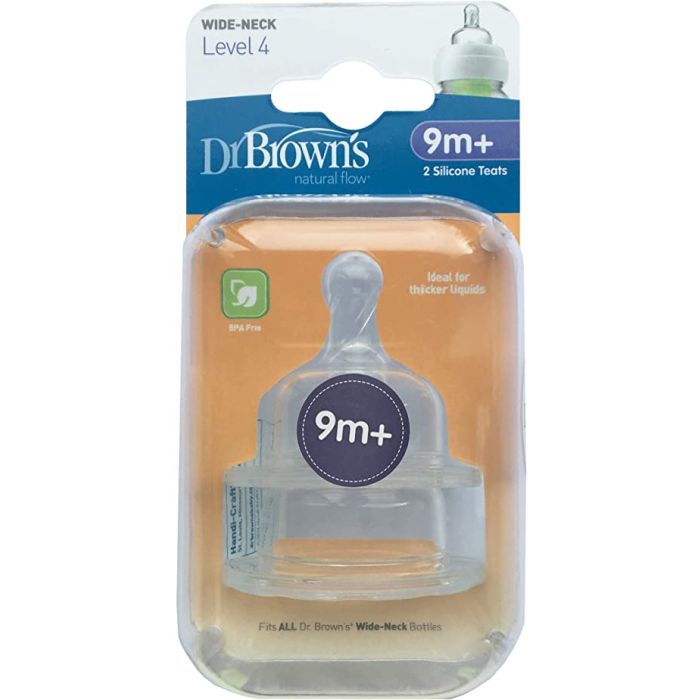 Dr. browns tetina silicona nivel cuatro boca ancha +9m 2 unds