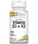 Vitamin D3 + K2 de Solaray es un complemento alimenticio que combina dos nutrientes clave para la salud ósea.