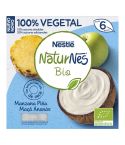 Nestlé NATURNES BIO Tarrina Coco con Manzana y Piña es una tarrina creada por nestle con las mejores frutas Biológicas, que preserva el sabor la calidad y la frescura de sus ingredientes, cuidándolos desde el origen.
