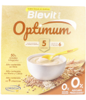 Blevit Plus Optimum 5 Cereales 400 g. Es una papilla perfecta para introducir el gluten. Esta elaborada con trigo integral, avena, arroz, centeno y cebada. Favorece un óptimo desarrollo y crecimiento.
