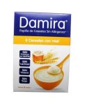 Damira 8 Cereales Con Miel 600 g. Es un papilla de cereales sin alérgenos indicada para aquellos bebés en los que se requiere eliminar de la dieta algún elemento que pueda causar reacción de alergia