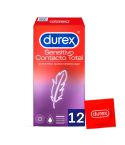 Preservativos contacto total de Durex. Tecnología sensi-fit™ proporciona una gran sensibilidad justo donde más lo deseas. Muy finos. 12 unidades.