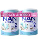Nan Optipro 2 Pack duplo 800 g. Leche infantil formulada para reforzar el sistema inmunitario de los pequeños. Su fórmula contiene probioticos (L reuteri), Opti-Pro, minerales y vitaminas. Proporciona al cuerpo los nutrientes necesarios y agentes inmunita