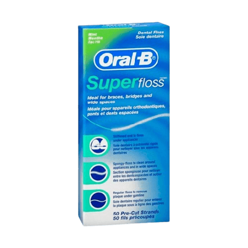 Facilita la inserción bajo puentes y ortodoncias.Los tres componentes únicos de Oral-B Super Floss, el extremo rígido, la porción esponjosa y la sección de seda standard, actúan conjuntamente para conseguir los máximos beneficios.