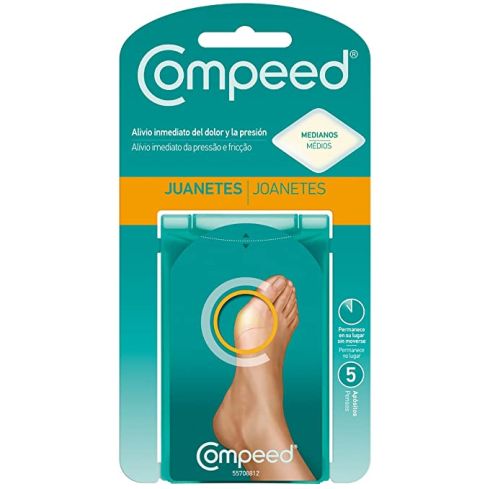 Compeed Juanetes 5 Unidades para tus pies. En muchas ocasiones, una mala postura o una forma incorrecta de los dedos de los pies pueden provocar la aparición de juanetes. Cuando esto pasa, puede aparecer el dolor ya que los juanetes se rozan contra los za