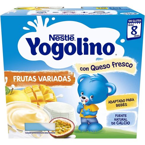 NESTLE IOGOLINO PETIT FRUTAS VARIADAS 100 G 4 TARRINAS es un producto lácteo infantil elaborado con ingredientes específicos y adaptados para niños mayores de 8 meses.