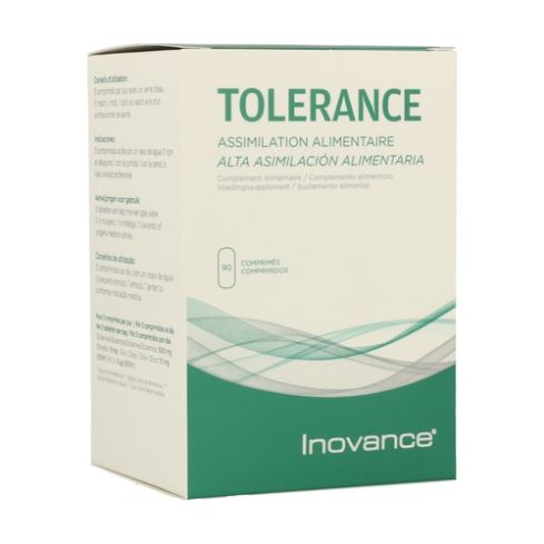 Tolerancia (Tolerance) de Inovance es un complemento alimenticio a base de glutamina, zinc y vitamina D. La glutamina es un aminoácido y también el carburante privilegiado de las células del intestino. El zinc contribuye al metabolismo normal de los macro
