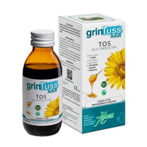 GrinTuss jarabe adultos es útil en caso de tos seca o productiva y actúa calmando la irritación, protegiendo la mucosa y favoreciendo la eliminación de la mucosidad. GrinTuss jarabe adultos crea una película con "efecto barrera" que calma la tos y protegi