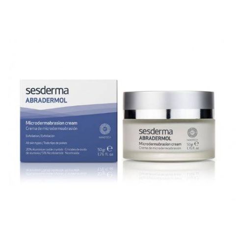 Sesderma Abradermol Crema Microdermoabrasión 50 Gr ha sido elaborada para conseguir en un solo gesto de aplicación exfoliar la piel del rostro y del cuerpo. Con la exfoliación conseguiremos eliminar las células muertas de la piel y obtener unos resultados