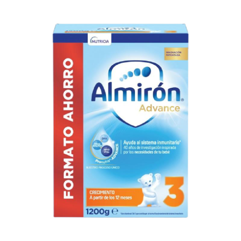 A partir de 12 meses y según el criterio del pediatra se recomienda introducir Almirón Advance 3 Crecimiento. Los expertos en nutrición recomiendan utilizar leche infantil adaptada hasta los 36 meses y asegurar una ingesta diaria de al menos 500 ml para f