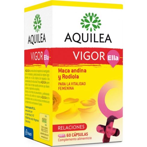 Aquilea Vigor Ella es un complemento alimenticio que ayudan a la vitalidad física y emocional de la mujer, favoreciendo sus relaciones.