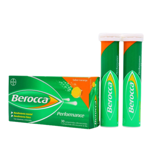 Combinación específica de vitaminas en comprimidos efervescentes con sabor naranja, que actúan de forma sinérgica y que contribuyen a optimizar el rendimiento intelectual.
