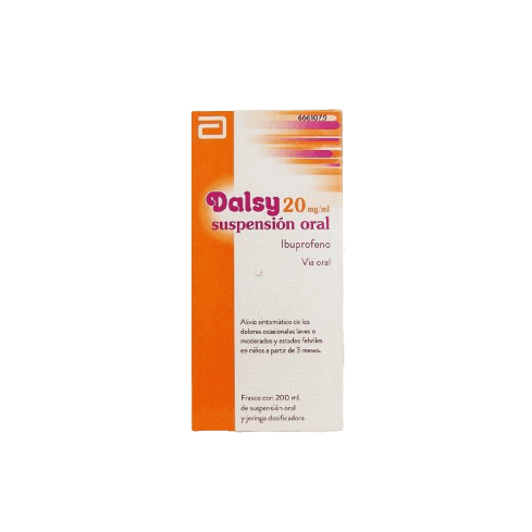 Dalsy 20 mg contiene ibuprofeno como sustancia activa y pertenece a un grupo de medicamentos llamados antiinflamatorios no esteroideos (AINE). Este medicamento se usa en bebés de más de 3 meses y niños de hasta 12 años para el alivio sintomático del dolor