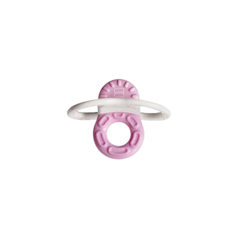 El minimordedor se ha desarrollado para la primera fase de dentición del bebé y brinda un alivio rápido sobre todo en la zona de los dientes delanteros. 4 superficies diferentes y 2 materiales distintos que ofrecen diversas posibilidades de mordida.