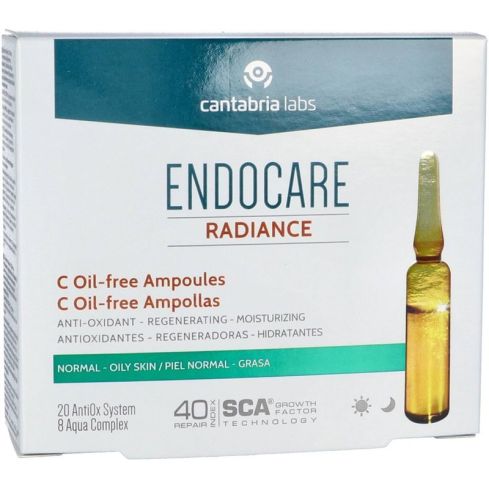 Endocare Radiance C Oil Free Ampollas 10x2ml son una ampollas intensivas antiedad que ayudan a regenerar las pieles normales a grasas, difuminar las arrugas y evitar la aparición de los signos de la edad.