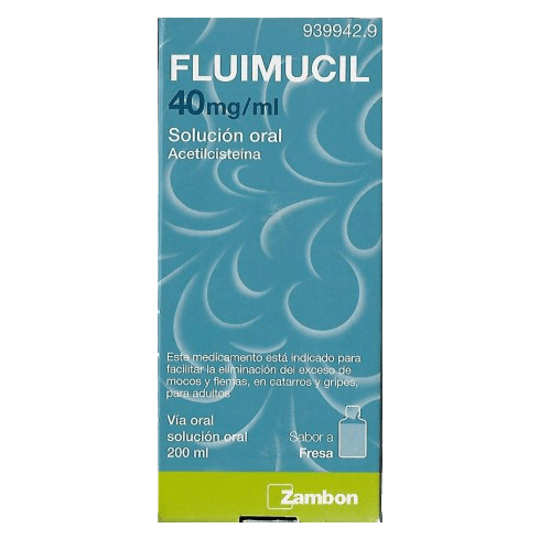 *Indicaciones: Reducción de la viscosidad del moco bronquial en resfriado común y gripe. *Posología: - Adultos, oral: 5 ml (200 mg)/8 h, junto con alimentos, o 15 ml (600 mg)/24 h en dosis única, preferiblemente por las mañanas. - Niños y adolescentes m