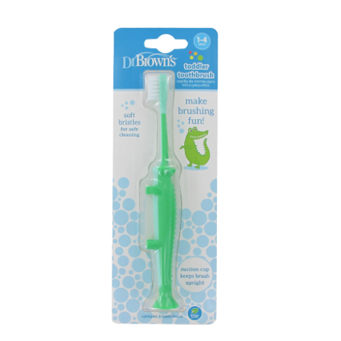 El cepillo de dientes Dr. Brown’s es extra suave y seguro para los primeros dientes del bebé. Su forma flexible y suave es ideal para sus encías y el mango, de muy fácil agarre, está adaptado a sus manitas pequeñas