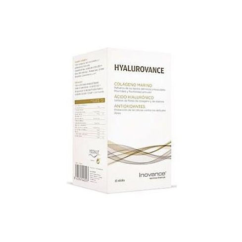Inovance Hyalurovance es un complemento alimenticio con colágeno hidrolizado de origen marino, ácido hialurónico, cúrcuma, vitaminas C-D, zinc y extractos vegetales. Ideal para cuidar de la piel, mantener la agilidad y el dinamismo. Rico en antioxidantes.