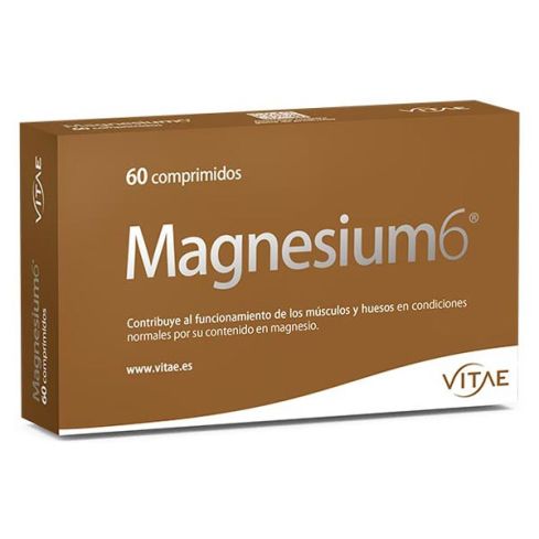 Vitae Magnesium 6 es un complemento alimenticio a base de 6 sales diferentes de magnesio combinadas con vitamina B6 y taurina.
El magnesio ese  encuentra en la parte blanda del tejido óseo y ayuda a fijar el calcio y fósforo en los huesos reduciendo