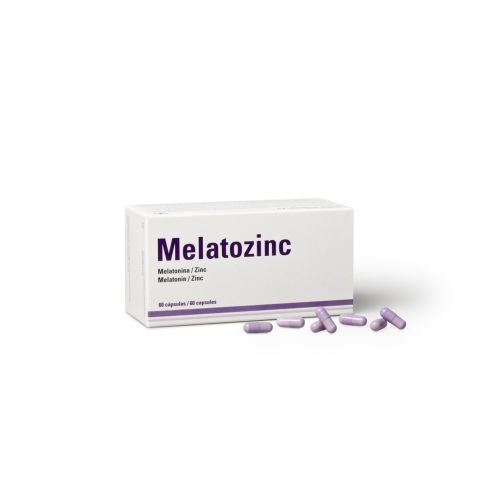 Melatozinc 1 mg 60 Caps. Complemento alimenticio formulado a base de Melatonina y Zinc para disminuir los trastornos de sueño. La Melatonina contribuye a disminuir el tiempo para conciliar el sueño y a aliviar la sensación de desfase horario (jet lag). El