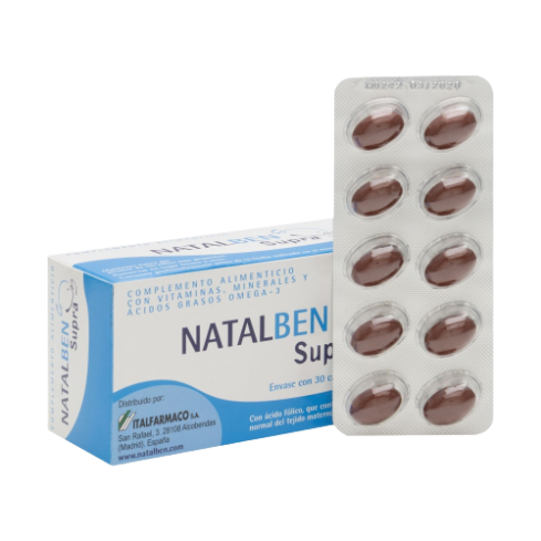 NATALBEN Supra es un complemento alimenticio que ayuda a cubrir los requerimientos nutricionales de la mujer desde el momento en que planifica un embarazo hasta la lactancia.