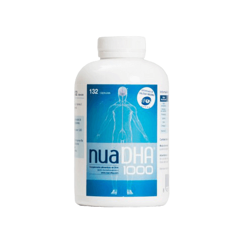 Nua DHA 1000 es un complemento alimenticio que contiene un alto concentrado de DHA (ácido docosahexaenoico), un tipo de grasa de origen marino presente en los peces de agua fría (pescado azul) y que pertenece a la familia omega-3 junto con la EPA ( ácido