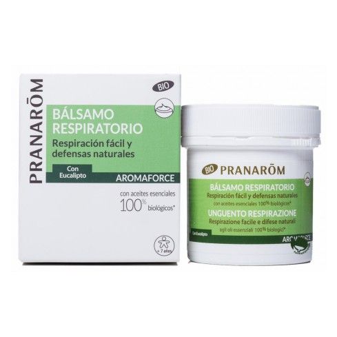 Pranarôm Aromaforce bálsamo respiratorio BIO 80ml es un bálsamo respiratorio reconfortante. Ayuda a mantener en buen estado las vías respiratorias y estimular las defensas inmunitarias.