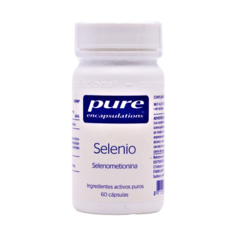 Selenio Pure Encapsulations contiene 200 mcg de este necesario oligoelemento esencial.
Es un complemento alimenticio hipoalergénico y está elaborado a partir de las materias primas más puras posibles, sin aglutinantes, rellenos, excipientes, colorantes