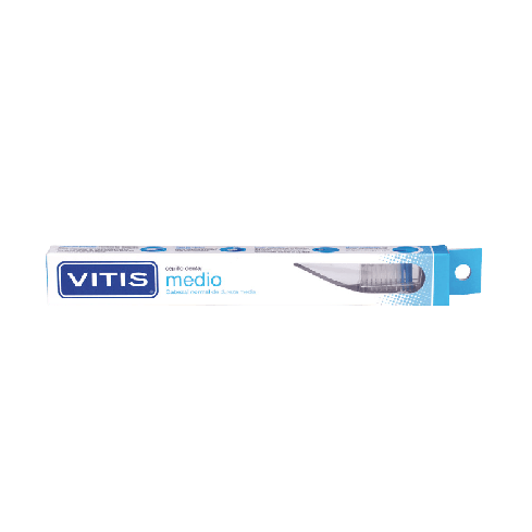Protege la salud de tus dientes y limpia en profundidad los rincones más inaccesibles de tu boca con Vitis® Access cepillo dental medio.