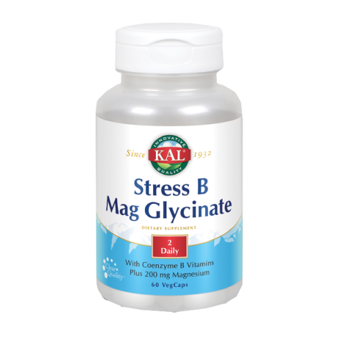 Solaray Stress B Mag Glycinate 60 Cápsulas. Complemento alimenticio a base de glicinato de magnesio y vitaminas del grupo B.