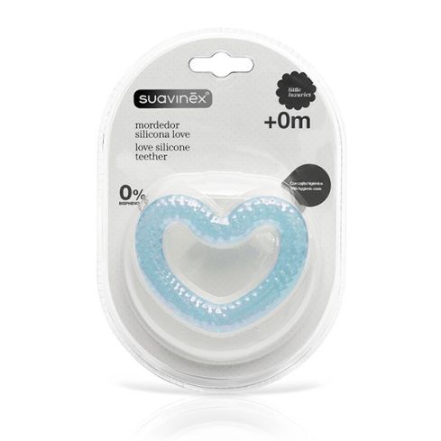 Este mordedor con forma de corazón en silicona está diseñado para aliviar las encías de tu bebé en el momento de la dentición.