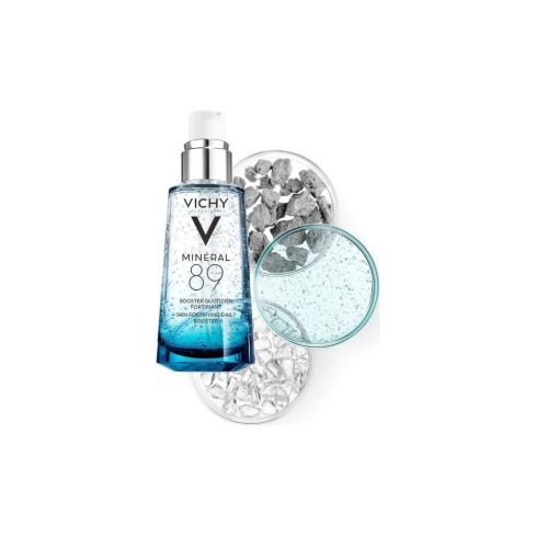 Vichy Mineral 89 Concentrado Fortificante Y Reconstituyente 50 Ml Es un concentrado fortalecedor reconstituyente que logra la extraordinaria proeza de concentrar su agua mineralizante al 89%, combinándola con ácido hialurónico.