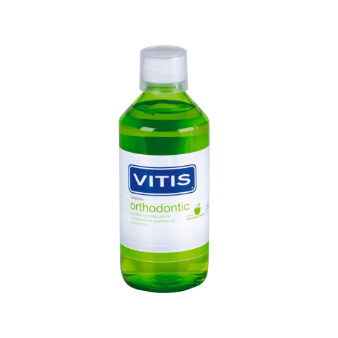Colutorio para personas portadoras de aparatos de ortodoncia y personas propensas a tener aftas bucales, llagas y heridas. Previene el mal aliento y ayuda a mantener la boca y los aparatos de ortodoncia limpios.